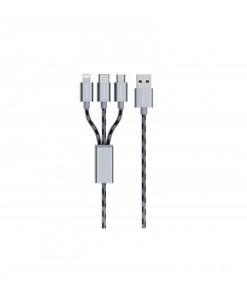 Borofone Bx24 3 In 1 Lightning/Micro Usb/Usb-C Cable Metal Gris