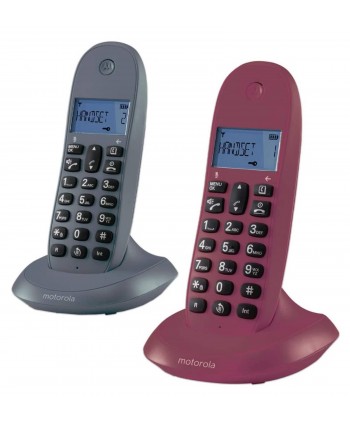 Motorola C1002lb+ Teléfono Inalámbrico Duo Gris Y Granate