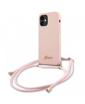 Guess Carcasa 'Silicone Metal' Iphone 12 Mini Con Colgante Rosa